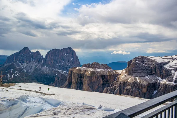 Uitzicht Bergen Vanaf Maria Toevluchtsoord Gelegen Pordoi Pas Juni 2019 — Stockfoto