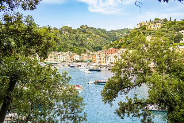 Uitzicht Het Dorp Portofino Augustus 2019 Portofino Ligurië Italië — Stockfoto