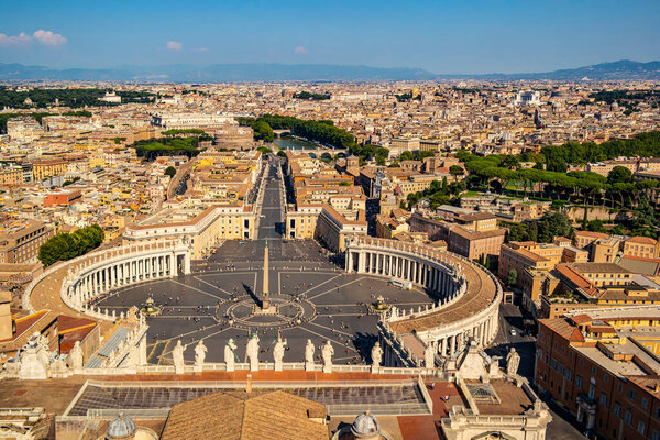 Top view on the square of the Basilica of St. Peter in Rome, Vatican - Italy