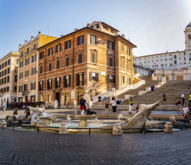  Roma 'daki Piazza di Spagna manzarası. 21 Ağustos 2019, Roma - İtalya