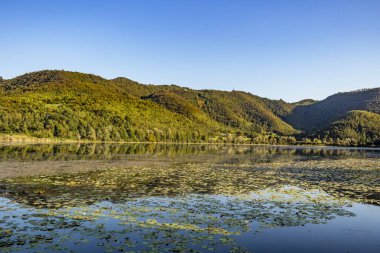 Nehir ve gölü olan güzel bir manzara.