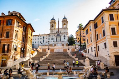 Roma 'daki Piazza di Spagna manzarası. 21 Ağustos 2019 Vatikan, Roma - İtalya