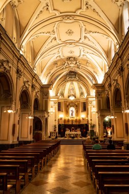 Interior of the church of San Francesco in Maiori along the Amalfi coast. June 18 2018 Maiori, Campania - Italy