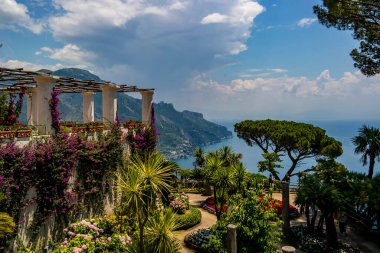 View of the wonderful garden of Villa Rufolo in Ravello on the Amalfi Coast. June 2019 Ravello, Campania - Italy