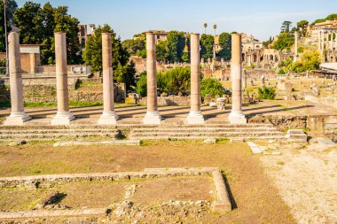 Roma 'daki imparatorluk forumlarına bakın. Ağustos 2019 Roma, Lazio - İtalya