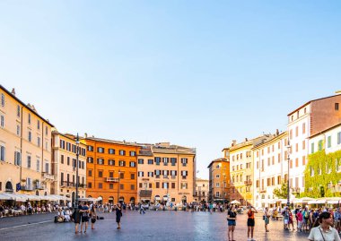 Roma 'daki Piazza Navona manzarası. Ağustos 2019 Roma, Lazio - İtalya