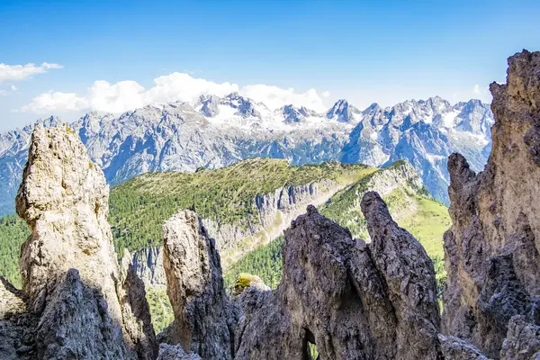 Vista Sobre Montanhas Refúgio Fratelli Fonda Savio Belluno Itália — Fotografia de Stock