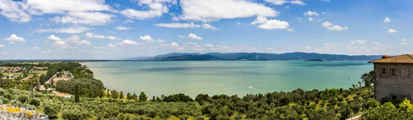 Vue Sur Lac Trasimène Depuis Castiglione Del Lago Ombrie Italie — Photo