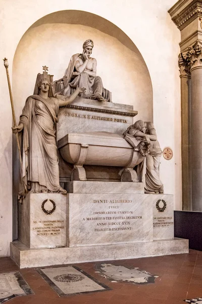 Widok Grób Dante Alighieri Znajduje Się Kościele Santa Croce Florencji — Zdjęcie stockowe