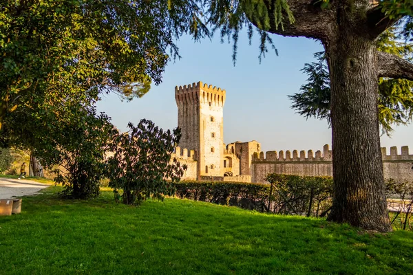 Vista Sobre Uma Torre Medieval Este Castelo Província Pádua Veneto — Fotografia de Stock