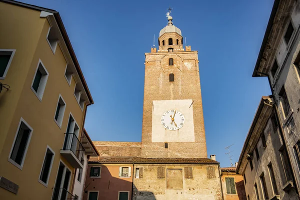 Antiga Torre Relógio Castelfranco Veneto Treviso Itália — Fotografia de Stock