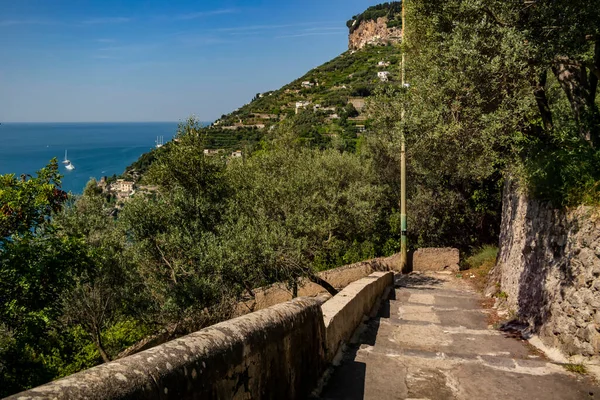 Vista Para Vila Litorânea Minori Campania Itália — Fotografia de Stock