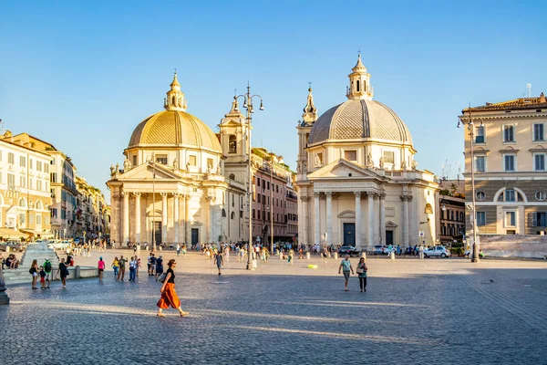 Roma 'daki Piazza del Popolo manzarası. 20 Ağustos 2019 Roma, Lazio - İtalya