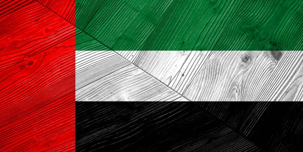 Holz Hintergrund Der Dekorativen Bunten Flagge Der Vereinigten Arabischen Emirate — Stockfoto