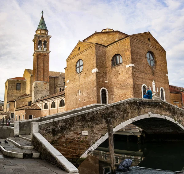 Pohled Ponte Dei Filippini Městě Chioggia Srpna 2018 Chioggia Benátsko — Stock fotografie