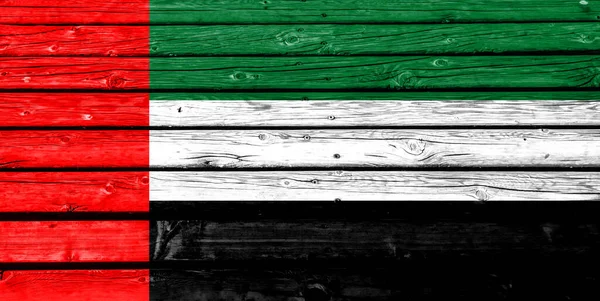 Wooden Background Decorative Colorful Flag United Arab Emirates — Stock Photo, Image