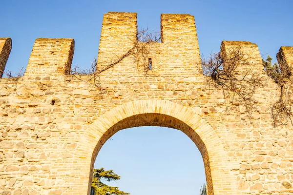 Veduta Una Torre Medievale Del Castello Estense Provincia Padova Veneto — Foto Stock