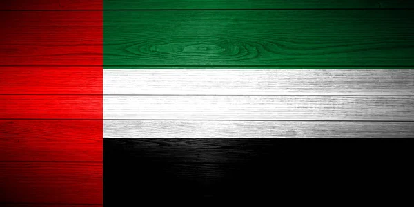 Wooden Background Decorative Colorful Flag United Arab Emirates — Stock Photo, Image