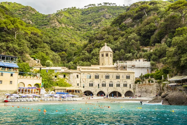 Vista Desde Bote Abadía San Fruttuoso Agosto 2019 Camogli Liguria — Foto de Stock