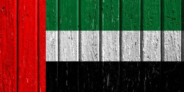 Birleşik Arap Emirlikleri Nin Dekoratif Renkli Bayrağının Ahşap Arka Planı — Stok fotoğraf