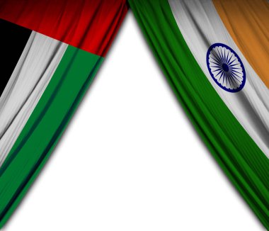 Birleşik Arap Emirlikleri ve Hindistan 'ın bayrakları. 3B Görüntü