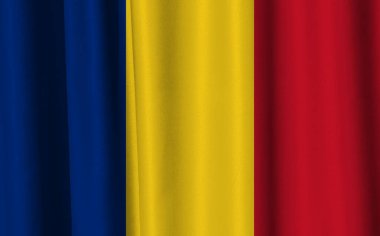 Romanya 'nın dekoratif renkli bayrağının tekstil arka planı 