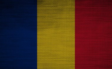 Romanya 'nın dekoratif renkli bayrağının tekstil arka planı 