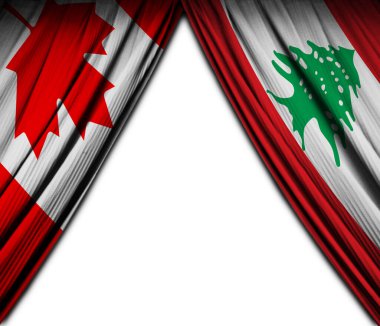 Tiyatro efektli Kanada ve Lübnan bayrakları. 3B Görüntü