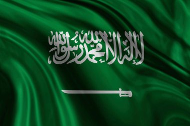 Suudi Arabistan 'ın dekoratif renkli bayrağının tekstil arka planı