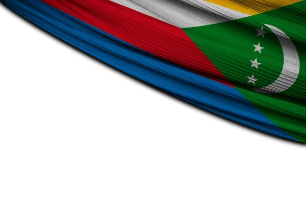 Drape Flag Comoros White Background — Stock Photo, Image