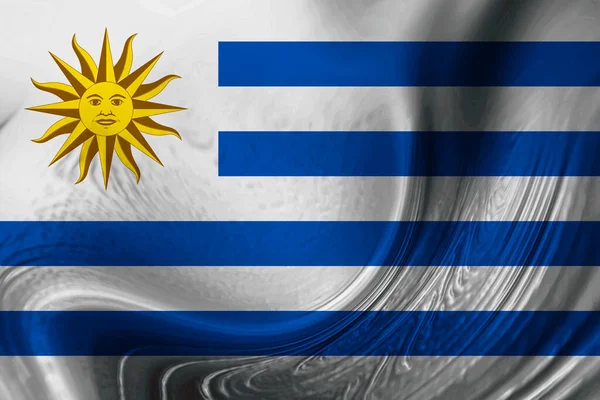 Latar Belakang Bendera Uruguay Dengan Gelombang — Stok Foto