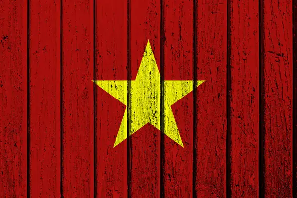 Fondo Madera Bandera Colorida Decorativa Vietnam —  Fotos de Stock