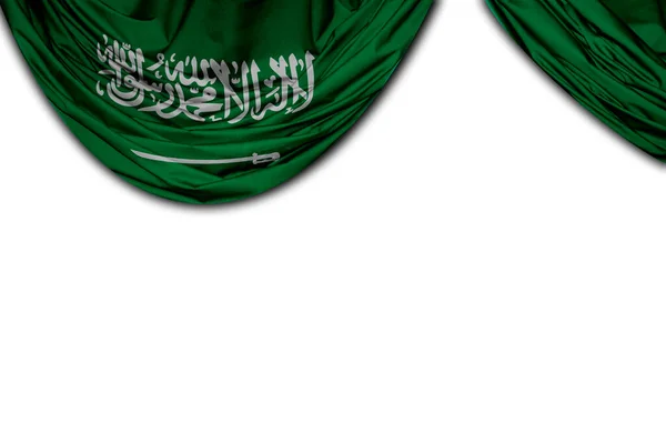 Cortina Bandeira Arábia Saudita Sobre Fundo Branco — Fotografia de Stock