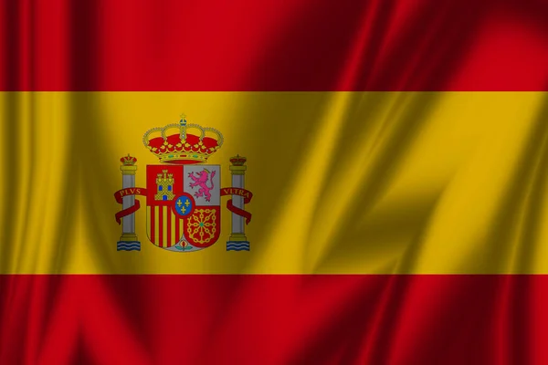 Bandeira Espanhola Cortina Ondulada — Fotografia de Stock