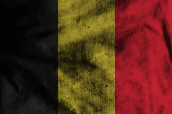 Bandeira Bélgica Tecido Velho — Fotografia de Stock