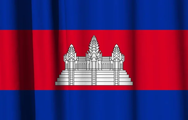 Kambodžská Vlajka Vlnité Oponě — Stock fotografie