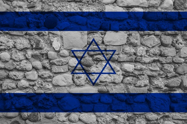 Flagge Israels Auf Einer Steinmauer — Stockfoto