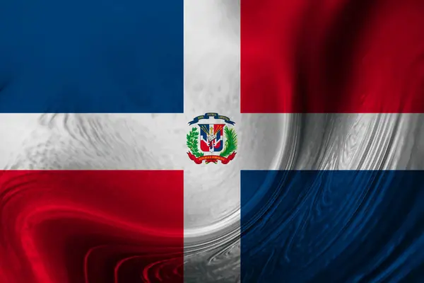 República Dominicana Bandeira Fundo Com Ondas — Fotografia de Stock