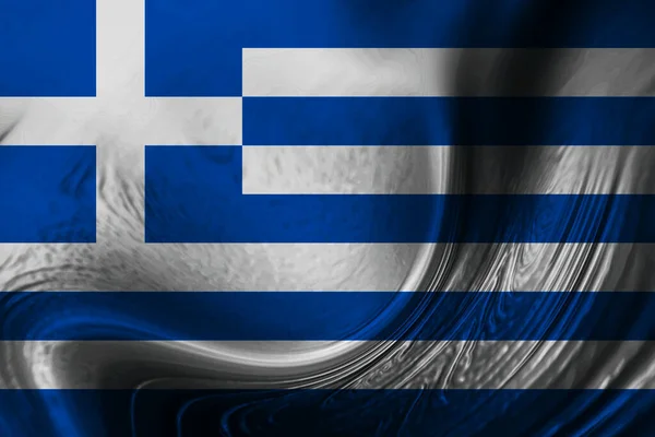 Griekse Vlag Achtergrond Met Golven — Stockfoto