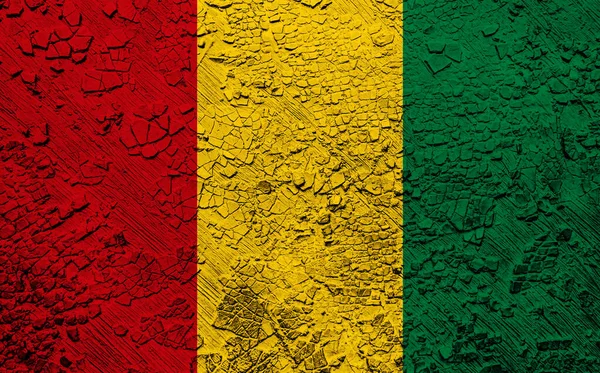 Guinea Flag Crumbled Wall — 스톡 사진