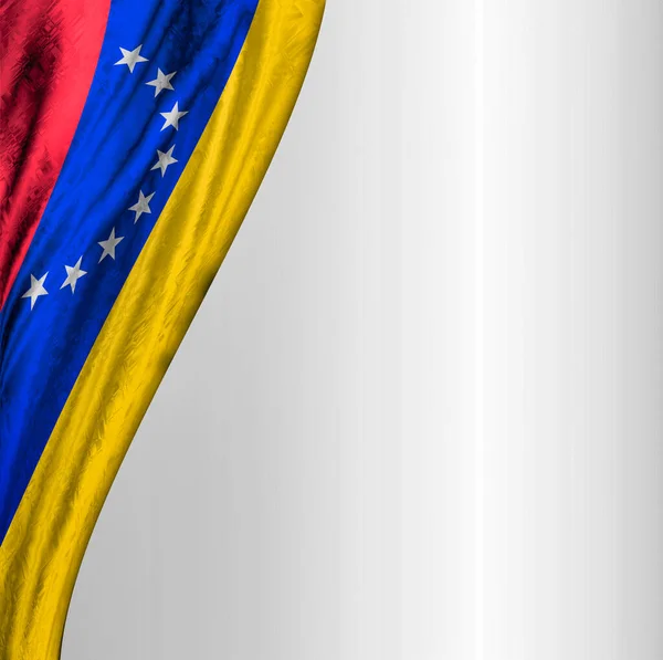 Drape Van Vlag Van Venezuela Witte Achtergrond — Stockfoto