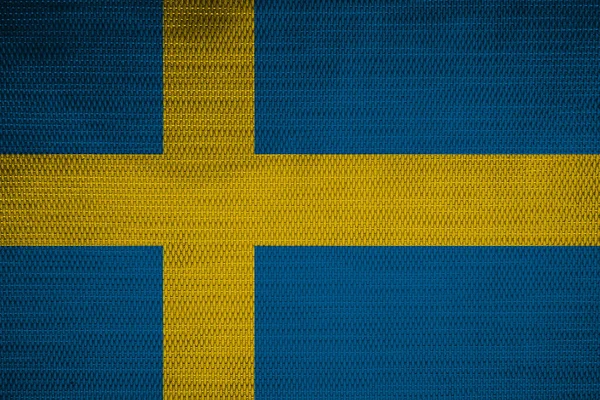 Bandera Sueca Textura Tela Plástico —  Fotos de Stock