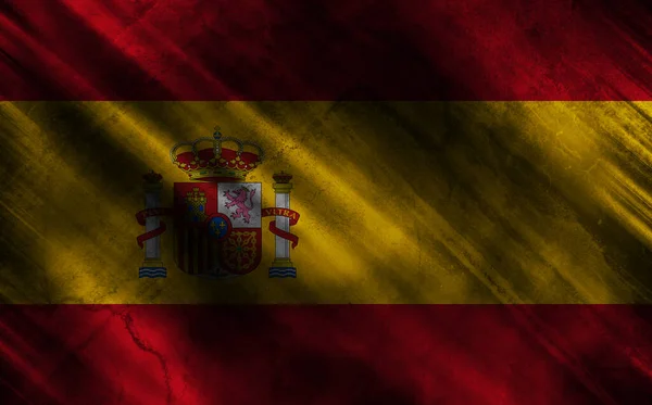 Gammal Textil Bakgrund Dekorativa Färgglada Flagga Spanien — Stockfoto