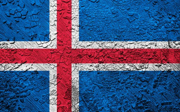Bandera Islandia Pared Desmoronada —  Fotos de Stock