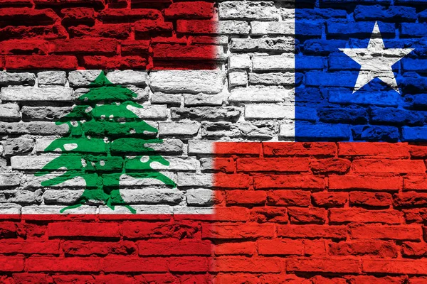 Banderas Del Líbano Chili Pared Ladrillo —  Fotos de Stock