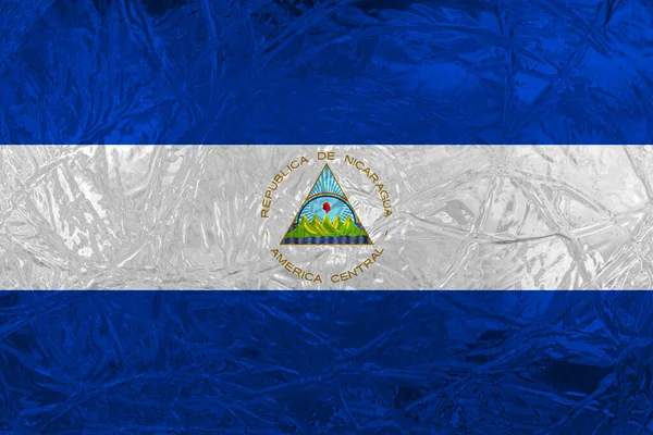 Sfondo Della Bandiera Decorativa Colorata Del Nicaragua Con Riflessi Metallici — Foto Stock