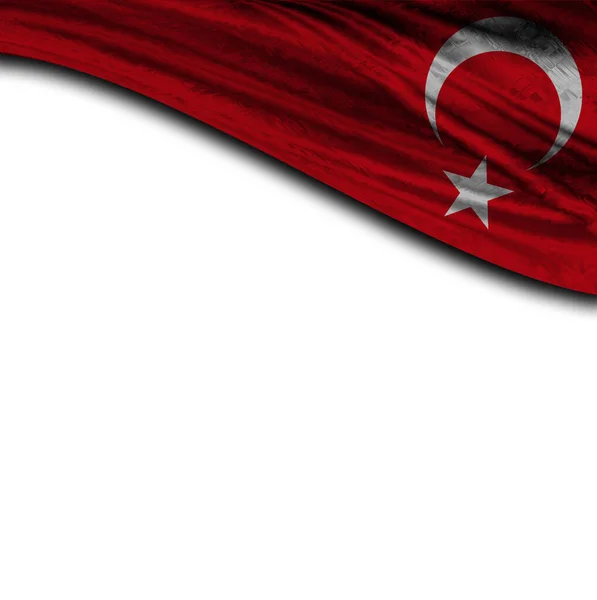 白色背景的土耳其国旗 — 图库照片