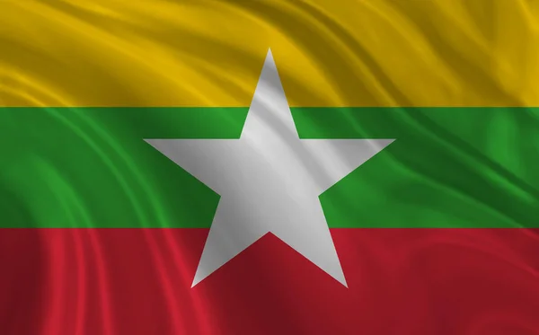 Myanmar Flag Waving Fabric — Stock Photo, Image