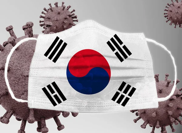 Background Flag South Korea Surgical Mask Coronavirus Covid Illustration — Stock Photo, Image