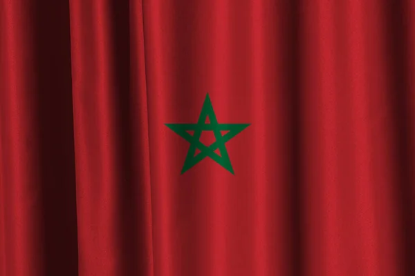 Marokko Flagge Auf Welligem Vorhang — Stockfoto